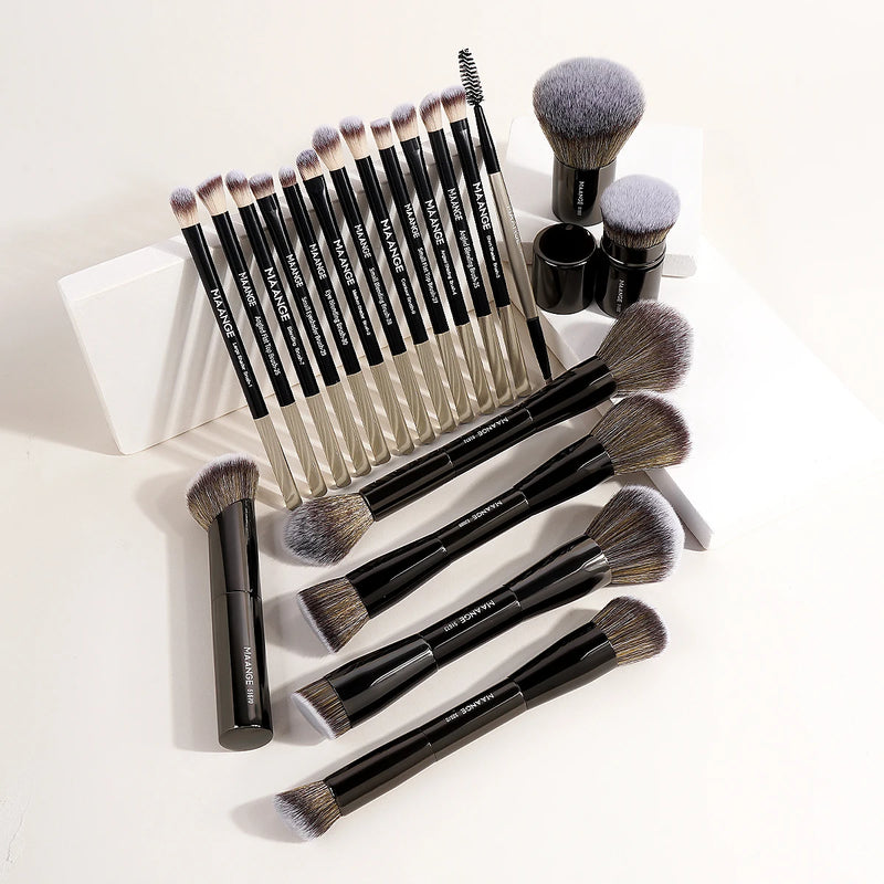 Kit Maange 20 Pincéis Profissionais de Maquiagem – Dupla Face para Líquido, Pó e Creme