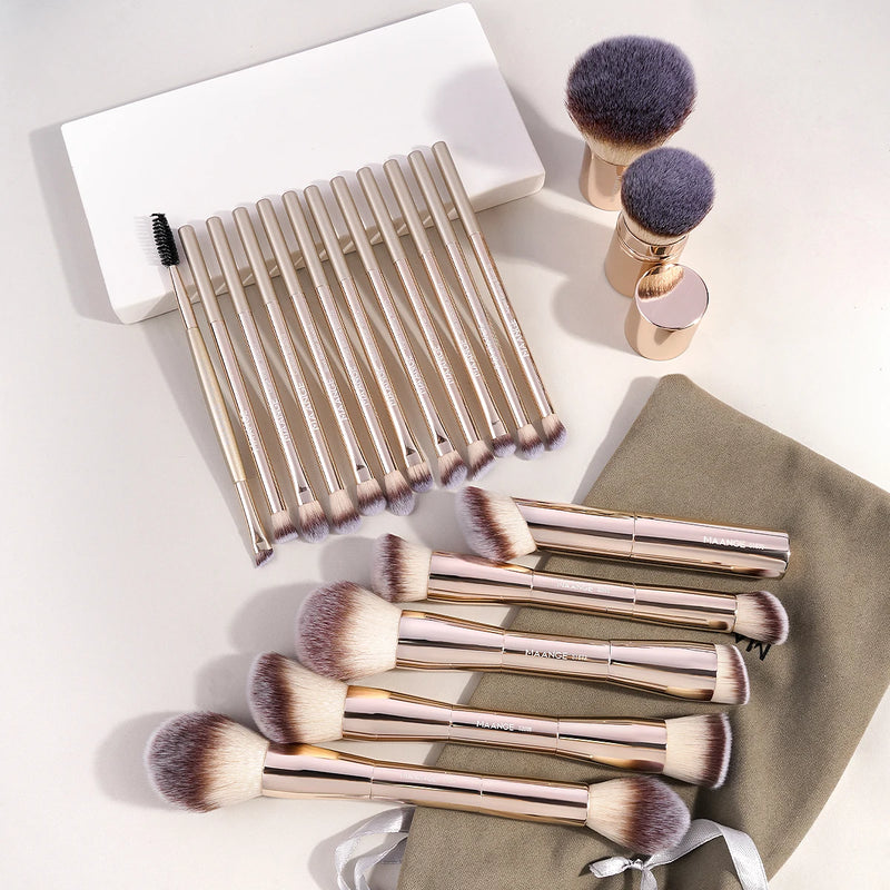 Kit Maange 20 Pincéis Profissionais de Maquiagem – Dupla Face para Líquido, Pó e Creme