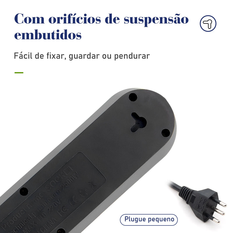 Extensão Inteligente com USB e Filtro de Linha