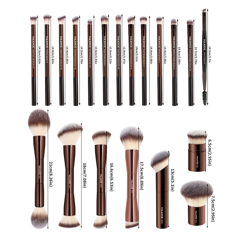 Kit Maange 20 Pincéis Profissionais de Maquiagem – Dupla Face para Líquido, Pó e Creme