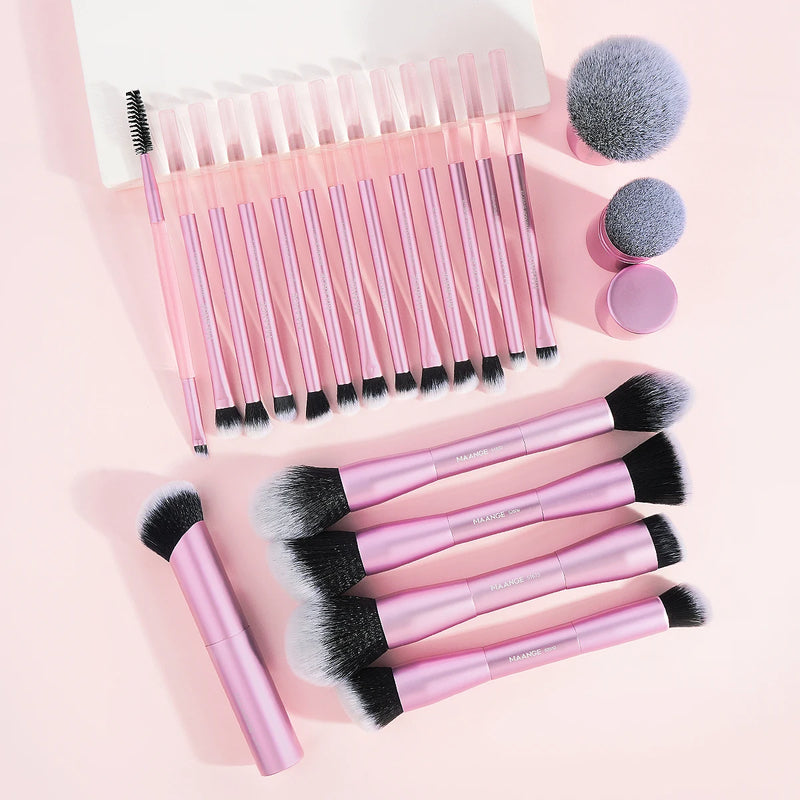 Kit Maange 20 Pincéis Profissionais de Maquiagem – Dupla Face para Líquido, Pó e Creme