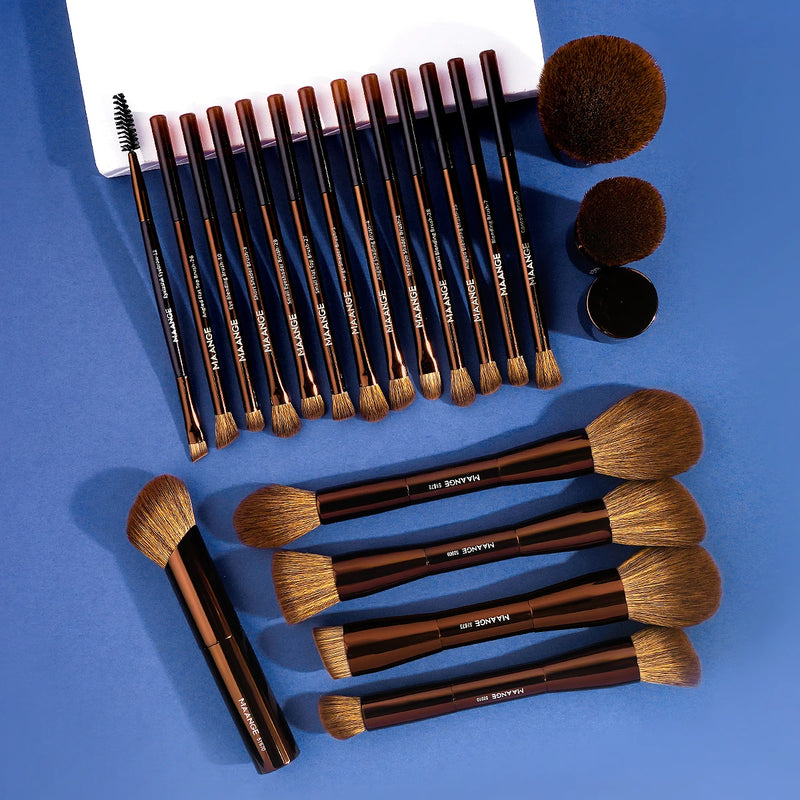 Kit Maange 20 Pincéis Profissionais de Maquiagem – Dupla Face para Líquido, Pó e Creme