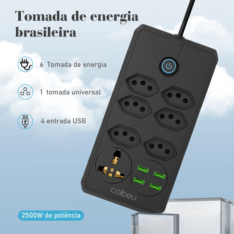 Extensão Inteligente com USB e Filtro de Linha