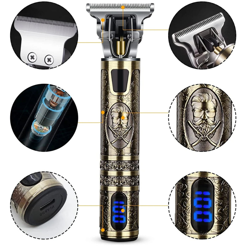 Máquina de Corte Profissional Dragon™ – Display Digital, USB, 6 Pentes