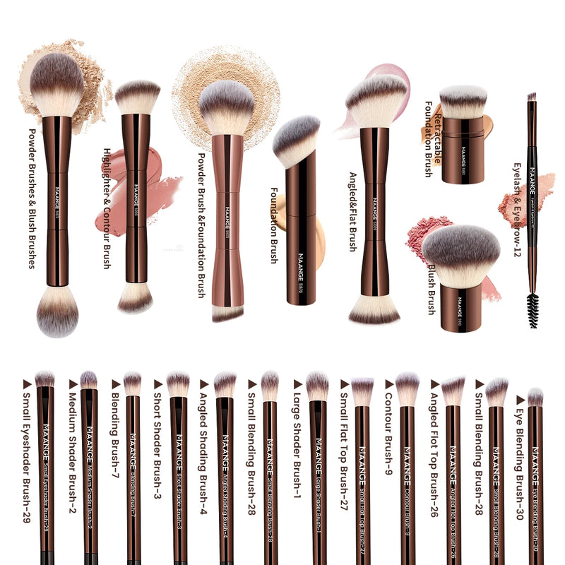 Kit Maange 20 Pincéis Profissionais de Maquiagem – Dupla Face para Líquido, Pó e Creme