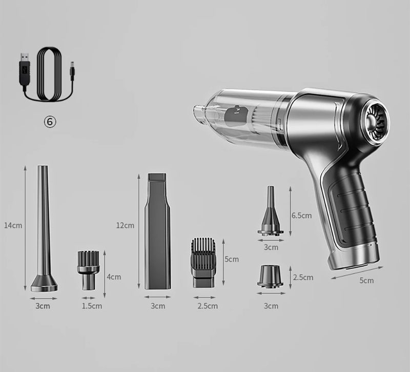 Aspirador Portátil TurboClean 2 em 1 – Suga e sopra com potência!