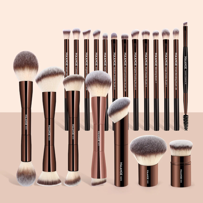 Kit Maange 20 Pincéis Profissionais de Maquiagem – Dupla Face para Líquido, Pó e Creme